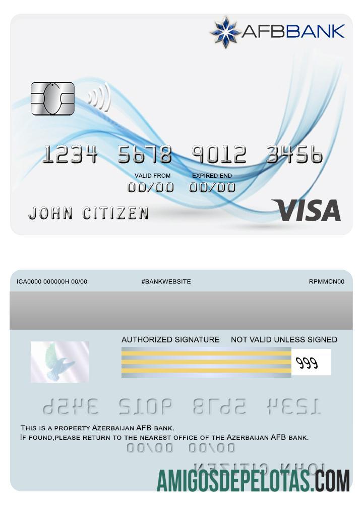 Cartão Visa do Banco AFB do Azerbaijão exemplo real